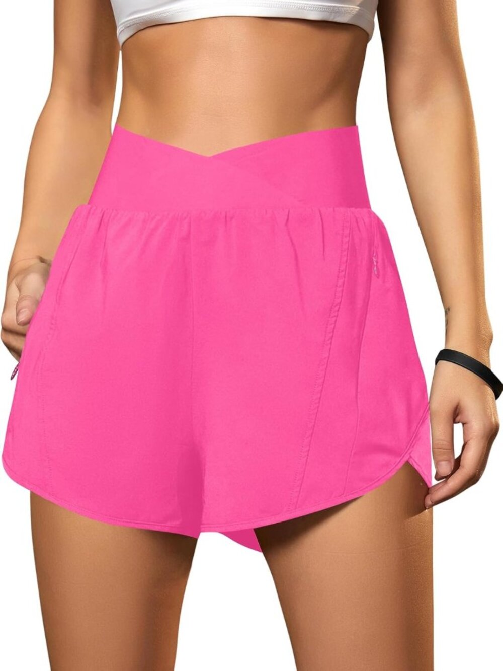 Women's Athletic Running Shorts | Crossover Gym Workout Shorts for Activewear